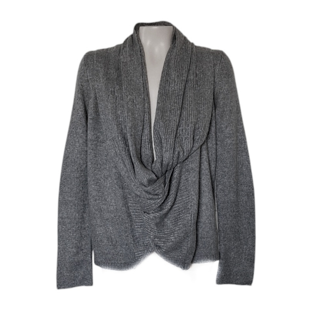 Talbots Gray Cowl Neck Wrap Sweater Boho Unique Going Out Small Medium